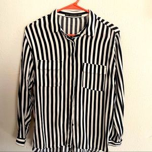 Black + White Zara Striped Blouse